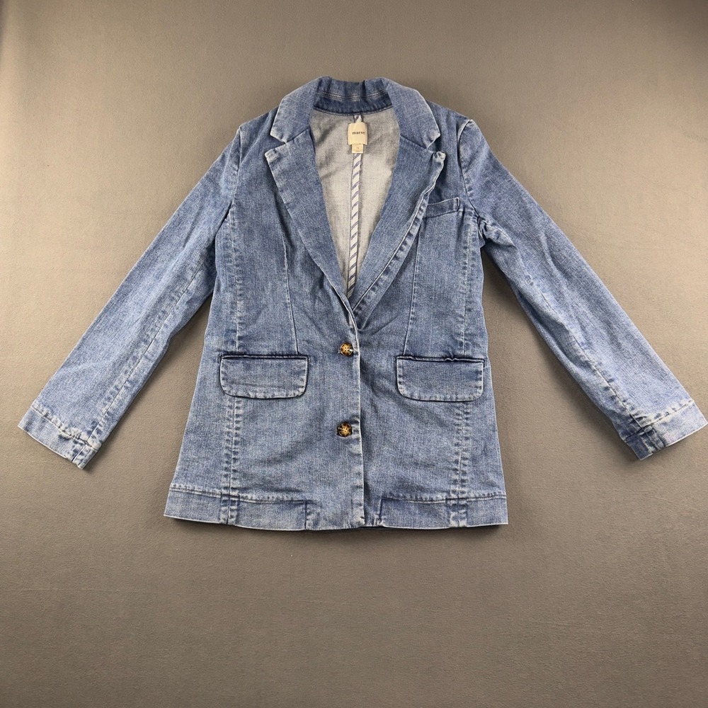 Maeve Anthropologie Oversized Denim Blazer Blue Medium Wash OB2229017 XS